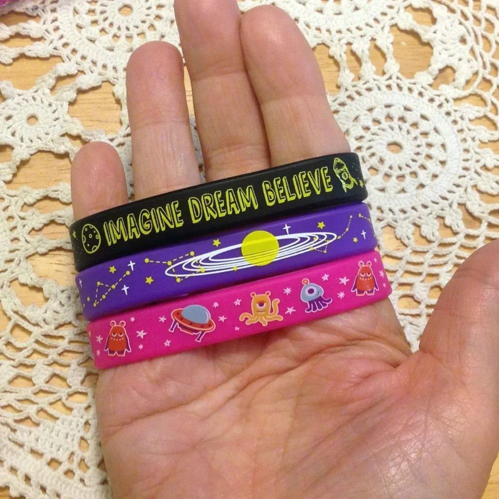 Silicone bracelets bundle, mostly unisex imagery
